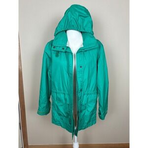 Vintage Eddie Bauer Womens Teal Gore Tex Hooded Rain‎ Jacket Windbreaker Size S